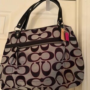 Stylish Gray and Black Coach Bag